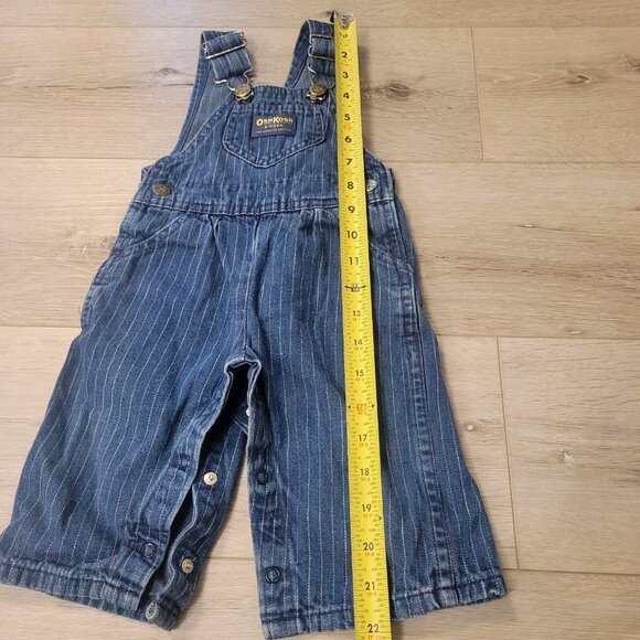 Vtg Vestbak OshKosh Girl Toddler Sz 12M Denim Multi Color Stripe Overalls - Picture 2 of 7